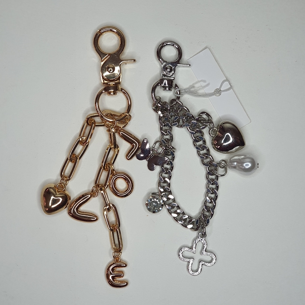 Set of 2 Elegant Silver & Gold tone Bag charm
